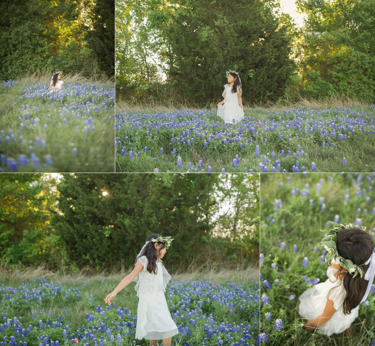 Dancing in a field of Houston bluebonnets. 