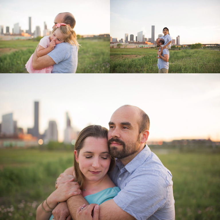 A husband who is attentive in their family session Houston Texas. 